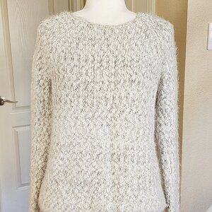 BUFFALO DAVID BITTON Women's Sweater Fuzzy Soft White Gray Pullover Size M
